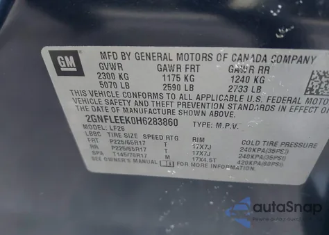 2017 Chevrolet Equinox Ls z USA, uszkodzony, nr VIN 2GNFLEEK0H6283860